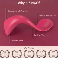 Kizingo - Right-Handed Curved Baby Spoons For Baby-Led Weaning, 2-Pack Light Blue