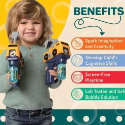 Klevly - Construction Bubble Gun (Includes 2 Guns And 4 Bubble Solutions)