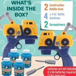 Klevly - Construction Bubble Gun (Includes 2 Guns And 4 Bubble Solutions)