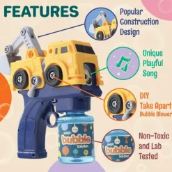 Klevly - Construction Bubble Gun (Includes 2 Guns And 4 Bubble Solutions)