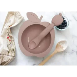 Kushies - Tigela e Colher de Silicone Silibowl, Rosa
