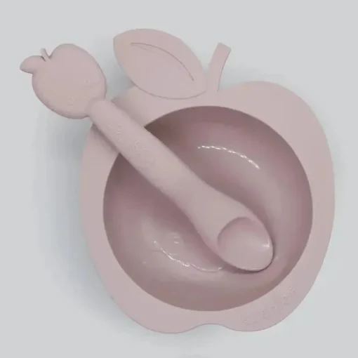 Kushies - Tigela e Colher de Silicone Silibowl, Rosa