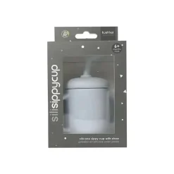 Kushies Baby - Copo de silicone inquebrável e à prova de derramamento SILISIPPY com canudo, 4 onças, azul