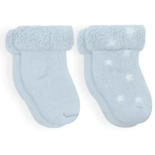 Kushies Baby - 2Pk Boy Meias Terry, 0/3M, Gelo Sólido/Estrelas