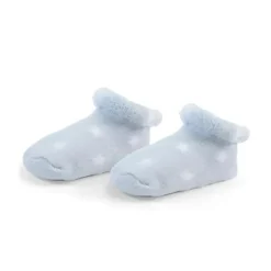 Kushies Baby - 2Pk Boy Meias Terry, 0/3M, Gelo Sólido/Estrelas