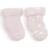 Kushies Baby - 2Pk Girl Blush Solid &amp; Hearts Socks Terry, 3/6M
