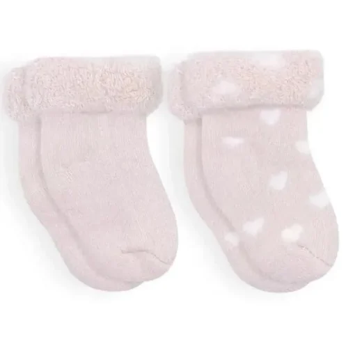 Kushies Baby - 2Pk Girl Blush Solid &amp; Hearts Socks Terry, 3/6M