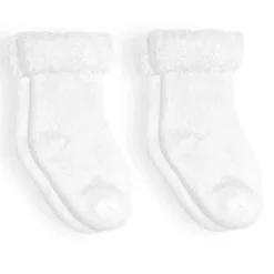 Kushies Baby - 2Pk Meias Terry, 3/6M, Branco Sólido