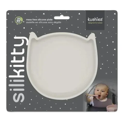 Kushies Baby - SILLYKITTY Placa de silicone inquebrável e divertida para bebês e crianças pequenas com sucção, areia