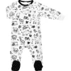 Kushies Side Zip Sleeper Zoo Estampa branca/preta