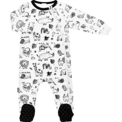 Kushies Side Zip Sleeper Zoo Estampa branca/preta