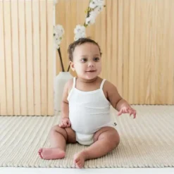 Kyte Baby - Baby Spaghetti Strap Body Leotard In Cloud