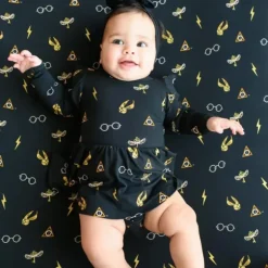 Kyte Baby - Long Sleeve Twirl Bodysuit Dress Midnight Icon Harry Potter