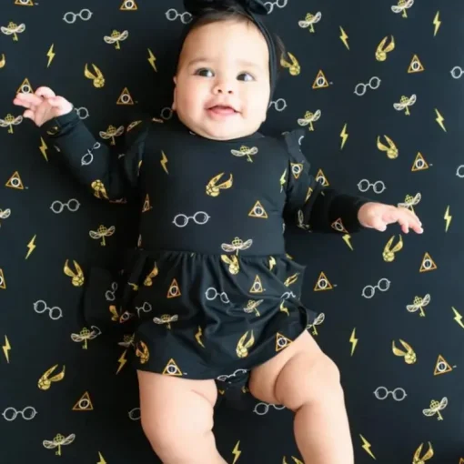 Kyte Baby - Long Sleeve Twirl Bodysuit Dress Midnight Icon Harry Potter