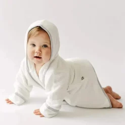 Kyte Baby - Toddler Bath Robe In Cloud With Storm Trim