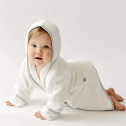 Kyte Baby - Toddler Bath Robe In Cloud With Storm Trim