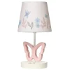 Lambs &amp; Ivy - Abajur de berçário de borboleta rosa Baby Blooms com abajur floral e lâmpada