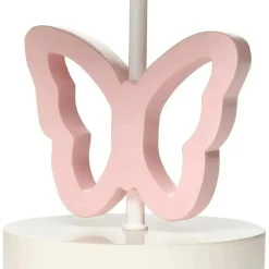 Lambs &amp; Ivy - Abajur de berçário de borboleta rosa Baby Blooms com abajur floral e lâmpada