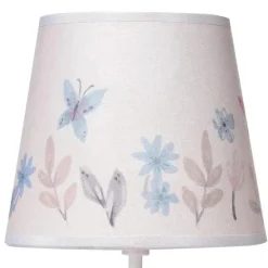 Lambs &amp; Ivy - Abajur de berçário de borboleta rosa Baby Blooms com abajur floral e lâmpada