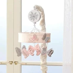 Lambs &amp; Ivy - Bebê floresce borboleta rosa musical berço brinquedo chupeta móvel