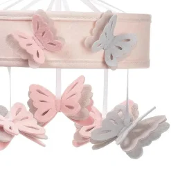 Lambs &amp; Ivy - Bebê floresce borboleta rosa musical berço brinquedo chupeta móvel