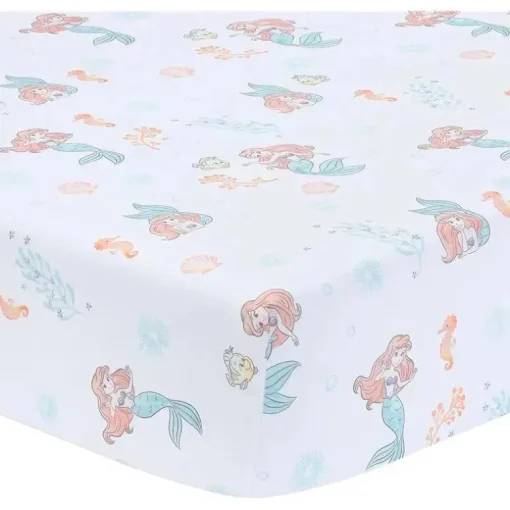 Lambs &amp; Ivy - Bedtime Originals Disney Baby A Pequena Sereia Lençol de berço branco, Ariel