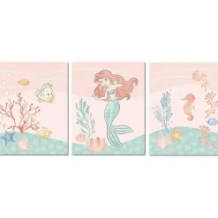 Lambs &amp; Ivy - Bedtime Originals Disney Baby A Pequena Sereia Arte de parede sem moldura de 3 peças, Ariel
