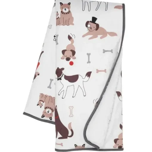 Lambs &amp; Ivy - Bow Wow cão/cachorro branco Minky/Sherpa cobertor macio de lã para bebê