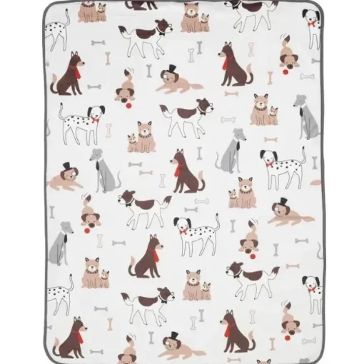 Lambs &amp; Ivy - Bow Wow cão/cachorro branco Minky/Sherpa cobertor macio de lã para bebê