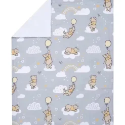 Lambs &amp; Ivy - Cobertor de bebê Sherpa cinza macio Disney Hunny Bear Winnie The Pooh