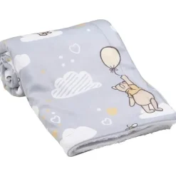 Lambs &amp; Ivy - Cobertor de bebê Sherpa cinza macio Disney Hunny Bear Winnie The Pooh