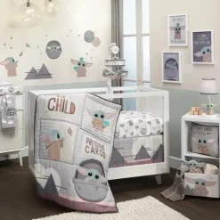 Lambs &amp; Ivy - Conjunto de cama para berço de bebê 3Pk Star Wars The Child Baby Yoda