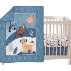 Lambs &amp; Ivy - Conjunto de cama para berço de bebê 3Pk Lion King Adventure, azul