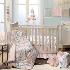 Lambs &amp; Ivy - Conjunto de cama para berço de bebê com 3 peças Baby Blooms rosa floral/borboleta