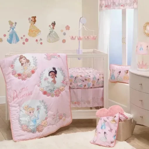 Lambs &amp; Ivy - Conjunto de cama para berço de bebê com 3 peças das princesas da Disney