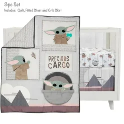 Lambs &amp; Ivy - Conjunto de cama para berço de bebê 3Pk Star Wars The Child Baby Yoda