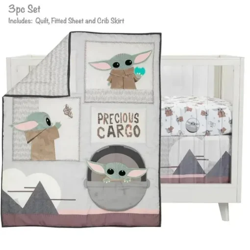 Lambs &amp; Ivy - Conjunto de cama para berço de bebê 3Pk Star Wars The Child Baby Yoda