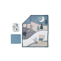 Lambs &amp; Ivy - Conjunto de cama para berço de bebê Disney Forever Pooh 3Pk, azul