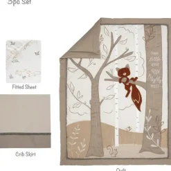 Lambs &amp; Ivy - Conjunto de cama de 3 peças, Treetop Fox Woodland Tree