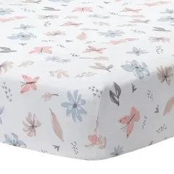 Lambs &amp; Ivy - Conjunto de cama para berço de bebê com 3 peças Baby Blooms rosa floral/borboleta