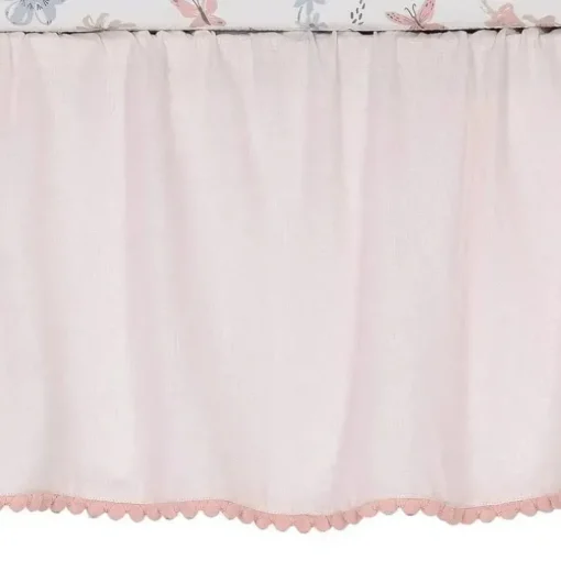 Lambs &amp; Ivy - Conjunto de cama para berço de bebê com 3 peças Baby Blooms rosa floral/borboleta