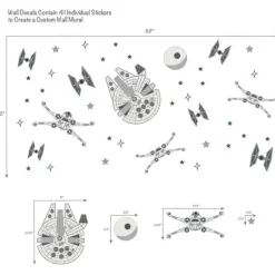 Lambs &amp; Ivy - Decalque de parede, Stars Wars Millennium Falcon Tie Fighters