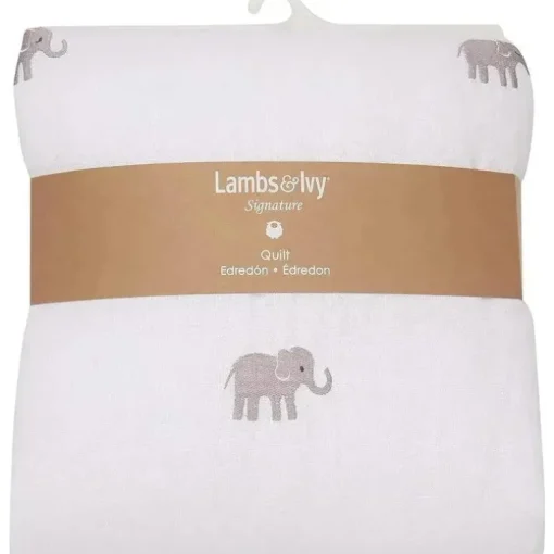 Lambs &amp; Ivy - Linho Branco Cremoso Elefante Exclusivo