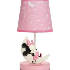 Lambs &amp; Ivy - Lâmpada Celestial Disney Baby Minnie Mouse Rosa com Abajur e Lâmpada