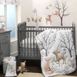 Lambs &amp; Ivy - Lâmpada Deer Park Woodland Taupe com abajur cinza/branco e lâmpada