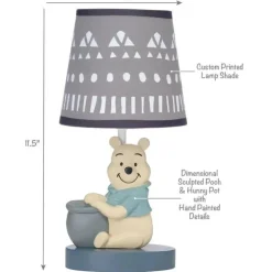 Lambs &amp; Ivy - Lâmpada Disney Baby Forever Pooh cinza com abajur e lâmpada