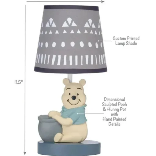 Lambs &amp; Ivy - Lâmpada Disney Baby Forever Pooh cinza com abajur e lâmpada