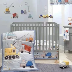 Lambs &amp; Ivy - 3Pk Construction Zone Trucks Berçário Conjunto de cama para berço de bebê