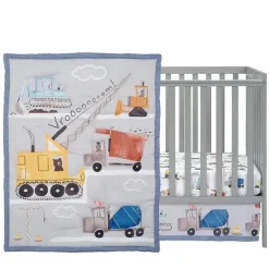 Lambs &amp; Ivy - 3Pk Construction Zone Trucks Berçário Conjunto de cama para berço de bebê