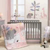 Lambs &amp; Ivy - 3Pk Jazzy Jungle Safari Animals Conjunto de cama para berço rosa